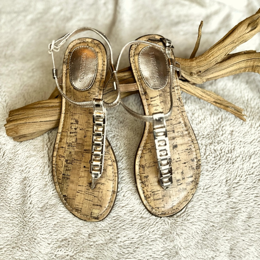 Gold Sandals with Gold Metal Accent
